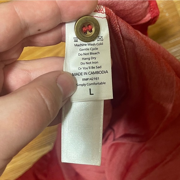 NWT Lularoe Stacie Shirt Dress Chambray Collection (Denim Look) in Red, Large - Picture 6 of 7